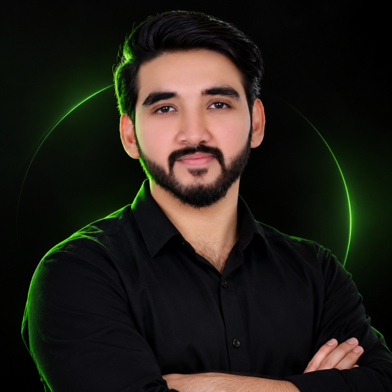 neon green tech portrait